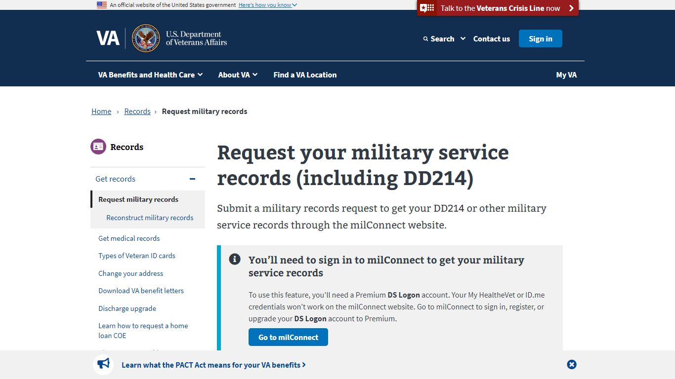 Request your military service records (including DD214)